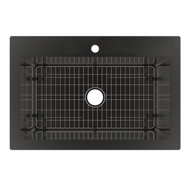 482-8060 Vandermere R15 Radius Corner Dual-Mount Large SIngle Bowl Black Stainless Steel Sink