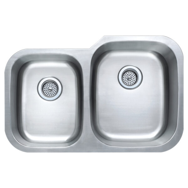 481-0608 Stainless Steel 31-1/2" x 20-1/2" 40/60 Double Bowl Under-Mount Sink