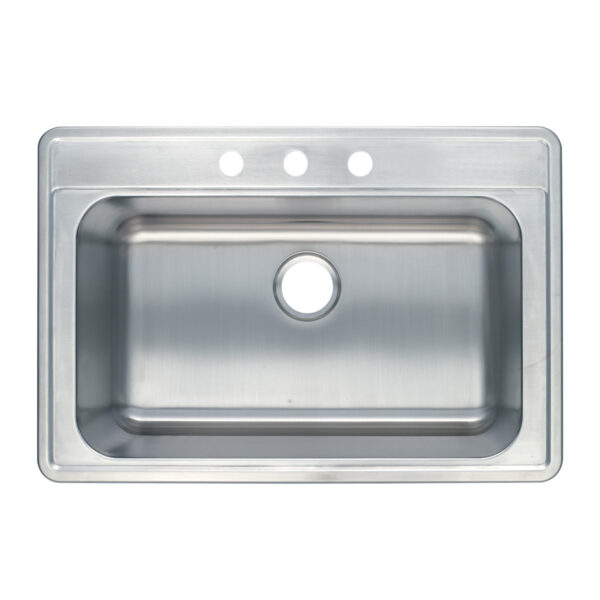 482-7545 ADA Top-Mount Large Single Bowl Rear Drain Stainless Steel Sink