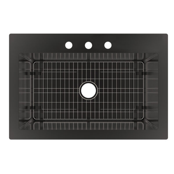 482-8079 Vandermere R15 Radius Corner Dual-Mount Large SIngle Bowl Black Stainless Steel Sink