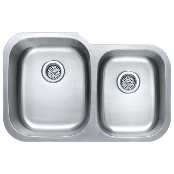 712-6318 Stainless Steel 31-1/2" x 20-1/2" 60/40 Double Bowl Under-Mount Sink